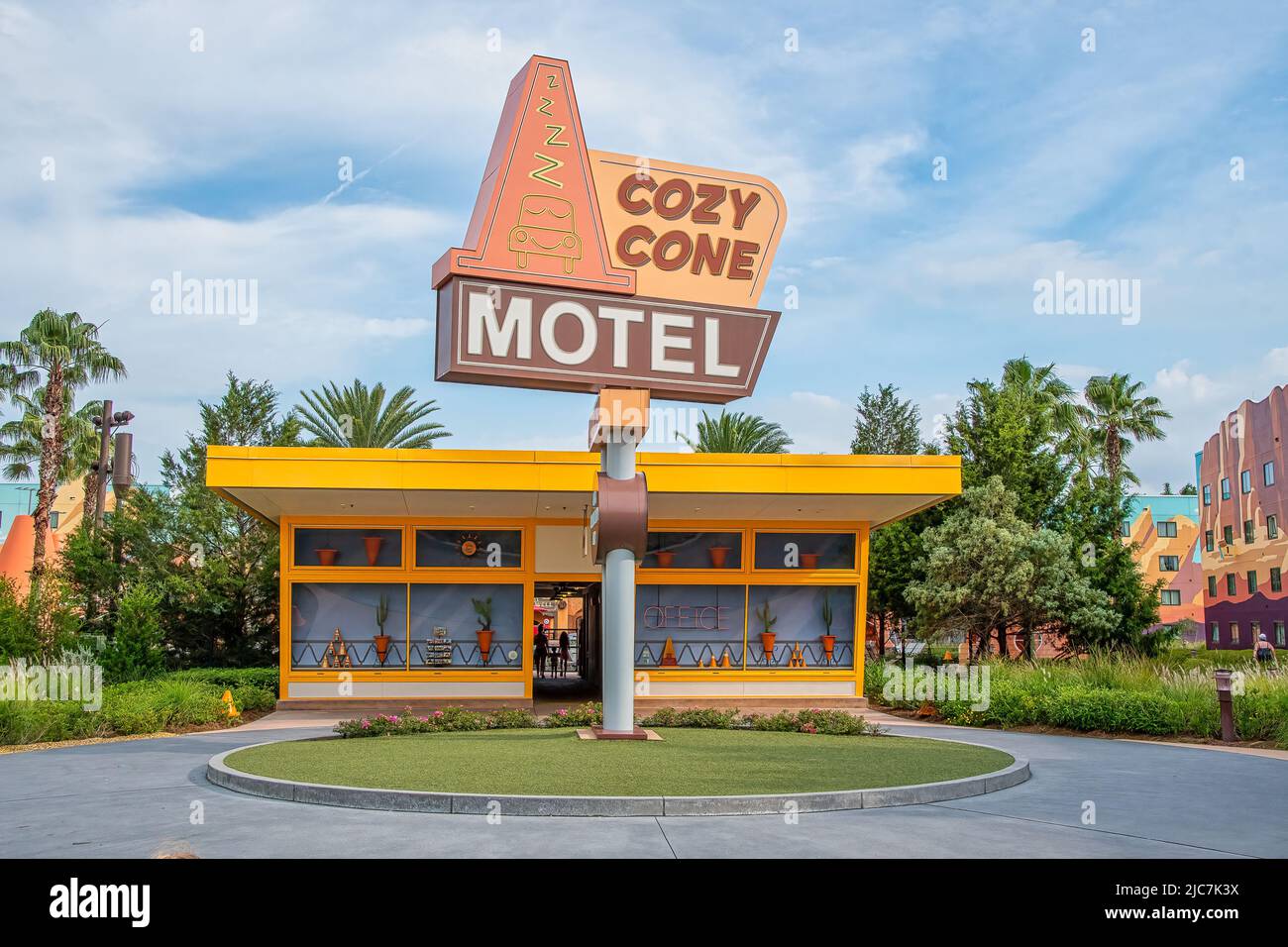 Blick auf den Charakter, der im Disney`s Art of Animation Resort in Walt Disney World thematisiert wird Stockfoto